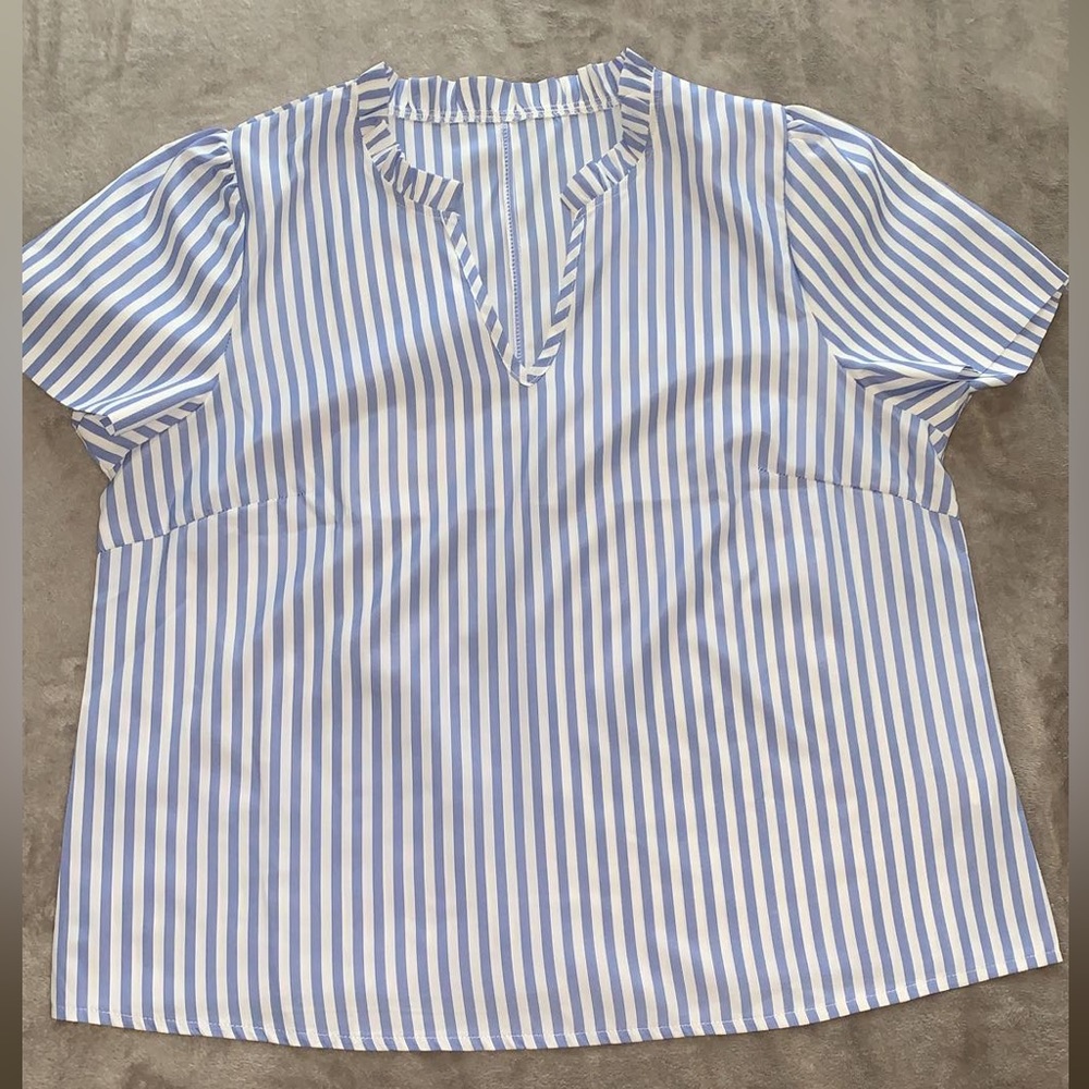 XL white and blue stripped blouse